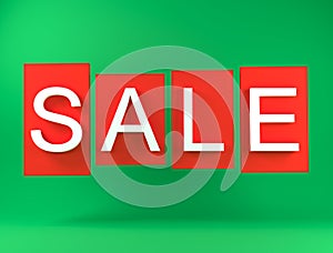 Sale icon on a green background. White letters on a colored background. Sale of special offers and discounts. Sale