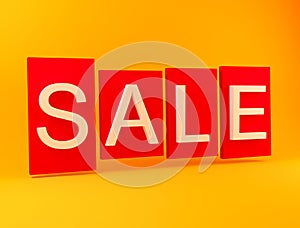 Sale icon on orange background. White letters on a colorful background. Sale of special offers and discounts. Sale