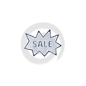 Sale icon. Sale hand drawn pen style line icon