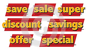Sale icons special discounts savings black Friday art logos collection