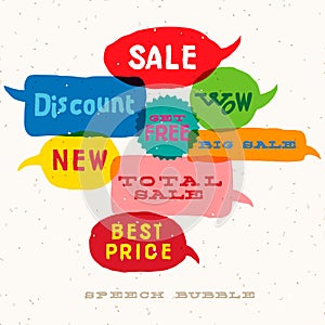 Sale Interactive multicolored speech bubbles