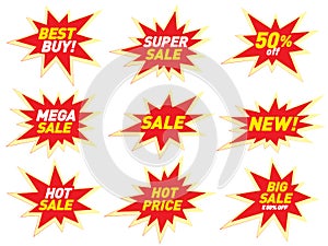 Sale label price tag banner star badge template sticker design.