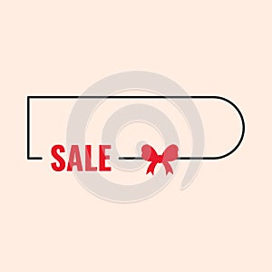 Sale Label Or Tag Design With Bow With Rectangle Frame On Peach