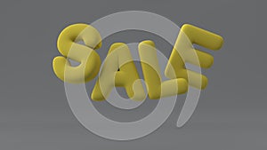 Sale lettering colors yellow and gray , Color of the year of 2021 Illuminating , Ultimate Grey 3d rendering