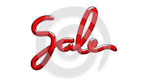 Sale lettering word made by red baloon stripe in cartoon style