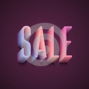 sale, multicolored 3d letters on dark purple background, 3d rendering