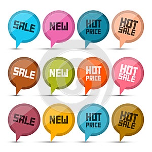Sale, New, Hot Price Circle Vector Labels