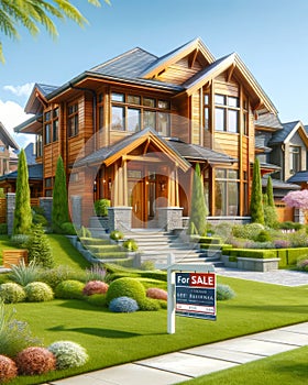 For Sale New Modern Contemporary Home House Street Upscale Subdivision Row AI Generated