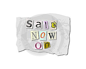 Sale Now On Torn Paper