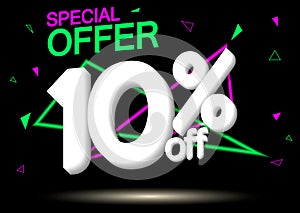 Sale 10% off, poster design template, discount banner, special offer, end of season, vector illustration