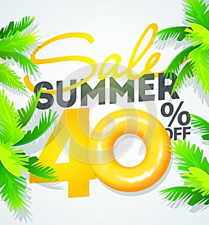 Sale Off Summer Sale template poster, vector illustration. Water ripple background.