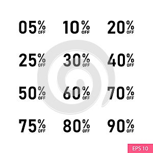 Sale, offer, discount labels. Price off tags off sale labels, flat vector illustration isolated on white background.