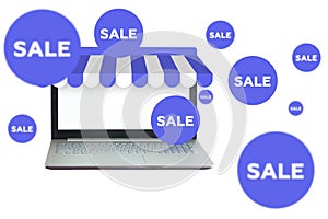 Sale online from laptop.