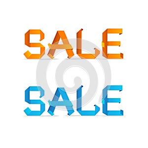 Sale Origami Style Sign. Vector