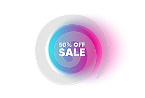 Sale 50 percent off discount. Promotion price offer sign. Color neon gradient circle banner. Vector photo