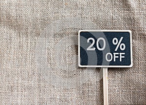 Sale 20 percent off drawing on blackboard photo