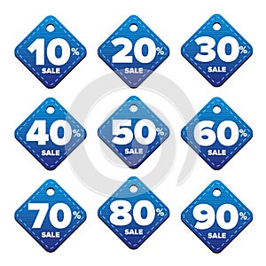 Sale percent pricetag blue vector