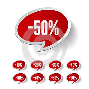 Sale percents label. Vector set