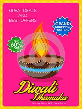 Sale Poster or Banner for Diwali Dhamaka offer.
