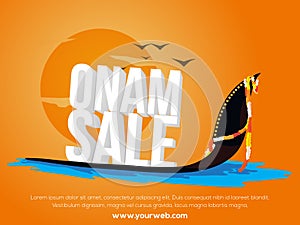 Sale Poster, Banner, Flyer with 3D text for Onam.