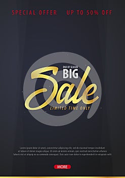 Sale poster or Flyer design. Discount background for the online store, shop, promotional leaflet, poster, banner. Vector illustrat