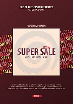 Sale poster or Flyer design. Discount background for the online store, shop, promotional leaflet, poster, banner. Vector illustrat