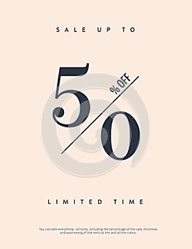 Sale poster vector template. Minimal clean and simple retro design. Editable, printable eps10 file.