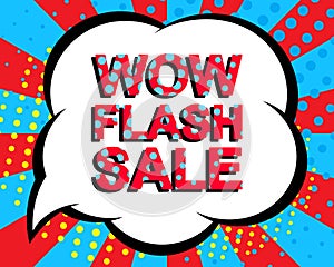 Sale poster with WOW FLASH SALE text. Advertising vector banner