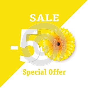 Sale Poster With Yellow Gerber