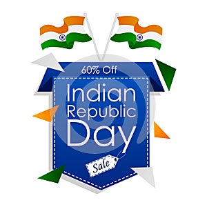 Sale promotion advertisement banner template for 26 January Happy Republic Day of India background