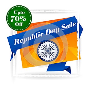 Sale promotion advertisement banner template for 26 January Happy Republic Day of India background