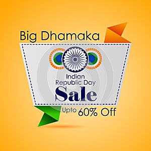 Sale promotion advertisement banner template for 26 January Happy Republic Day of India background