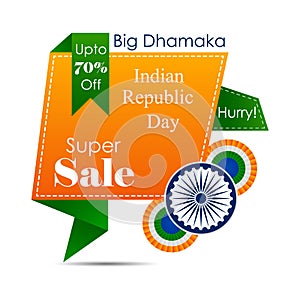 Sale promotion advertisement banner template for 26 January Happy Republic Day of India background