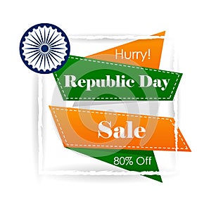 Sale promotion advertisement banner template for 26 January Happy Republic Day of India background