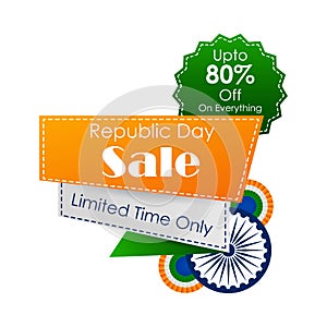 Sale promotion advertisement banner template for 26 January Happy Republic Day of India background