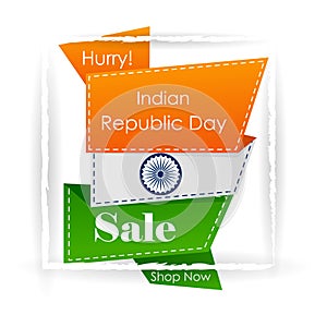 Sale promotion advertisement banner template for 26 January Happy Republic Day of India background