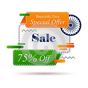 Sale promotion advertisement banner template for 26 January Happy Republic Day of India background