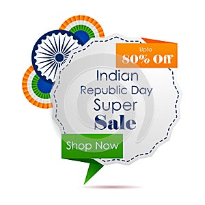 Sale promotion advertisement banner template for 26 January Happy Republic Day of India background