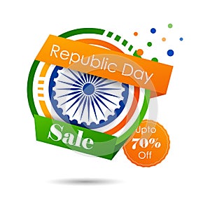 Sale promotion advertisement banner template for 26 January Happy Republic Day of India background