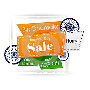 Sale promotion advertisement banner template for 26 January Happy Republic Day of India background