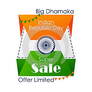 Sale promotion advertisement banner template for 26 January Happy Republic Day of India background