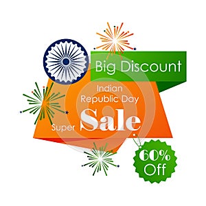 Sale promotion advertisement banner template for 26 January Happy Republic Day of India background