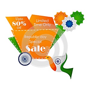 Sale promotion advertisement banner template for 26 January Happy Republic Day of India background