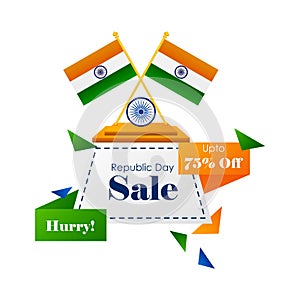 Sale promotion advertisement banner template for 26 January Happy Republic Day of India background