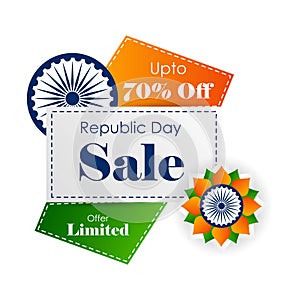 Sale promotion advertisement banner template for 26 January Happy Republic Day of India background