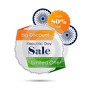 Sale promotion advertisement banner template for 26 January Happy Republic Day of India background