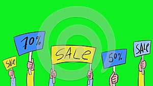 Sale promotion animation on the green background for keying