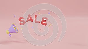 Sale Promotion Banner Background for Product display or Social Media Banner. Sale Text Font and Megaphone 3D Illustration