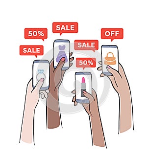 Sale promotion on mobile phone.