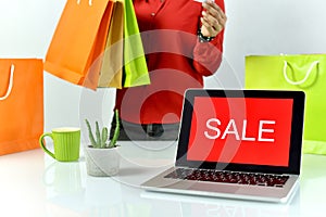 Sale promotion sign, Online shopping discount, Entrepreneur and e-business commerce.